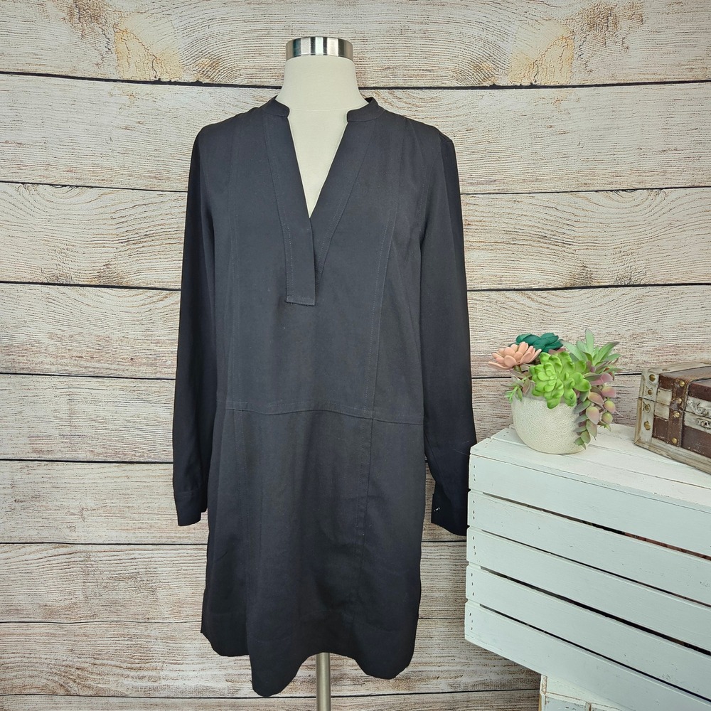 Madewell Director Shift Dress Long Sleeve Black Relaxed Fit Size M